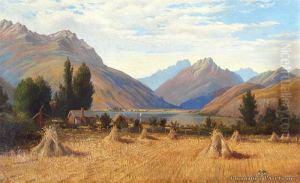 Oat Stooks, Lake Hayes, Otago by Charles Blomfield