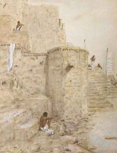 Benares on the banks of the river Ganges by Marius Bauer