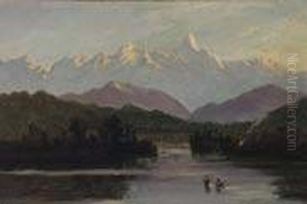 Southern Alps With Black Swans - view 1