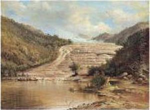 The Pink Terrace, Rotomahana, New Zealand by Charles Blomfield