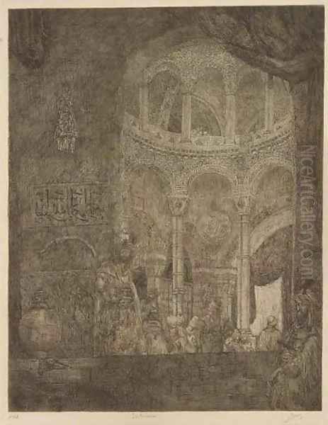 Porch of a mosk Cathedrale d'Amiens and an Oriental Palace in British India - view 1