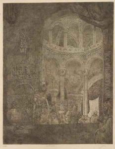 Porch of a mosk Cathedrale d'Amiens and an Oriental Palace in British India by Marius Bauer