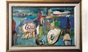 Plage Animee A Sete by Andre Blondel