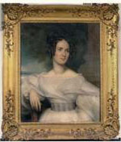 Portrait De Jeune Femme En Robe Blanche - view 1