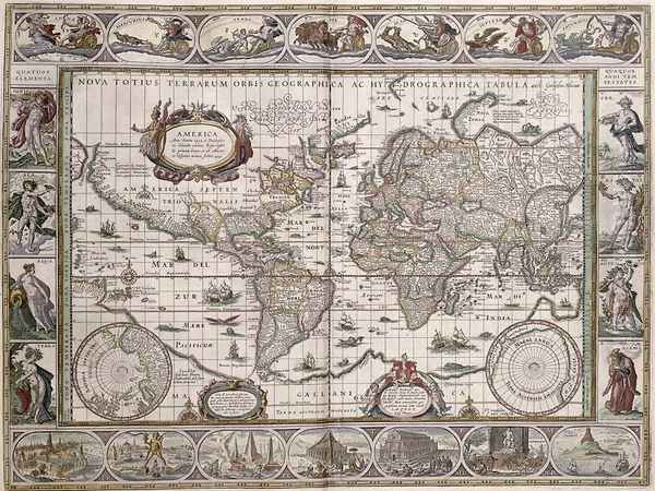 World Map, from 'Le Theatre du Monde' or 'Nouvel Atlas', 1645 - view 1