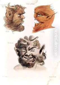 Heads of Evil Demons- Theumis, Asmodeus and The Incubus, illustrations from 'The Magus', pub. 1801 by Francis Barrett