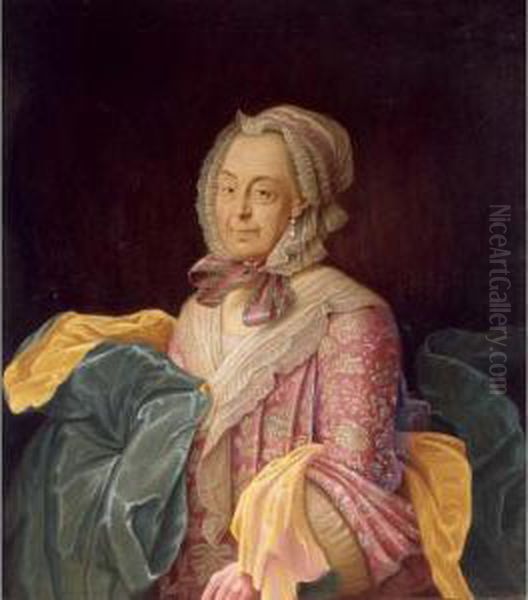 A Portrait Of Anna Elisabetha
Carstens, Seated Three Quarter Lenght, Wearing An Embroidered Silk Dress
And Lace Hairdress - view 1