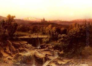 An Extensive River Landscape by Friedrich Bamberger