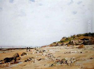 The Beach at Villerville, 1887 by Eugene Bourgeois