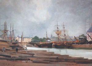 Le port de Trouville 1886 by Eugene Bourgeois