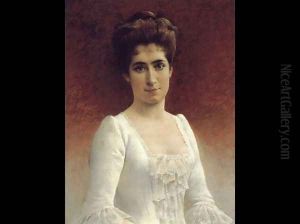 A Portrait of a Young Lady in a White Dress by Gunnar Fredrik Berndtson