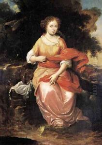 Voorname dame in een landschap by Zacharias Blyhooft