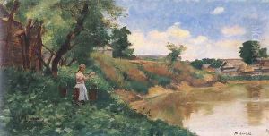 A Zagyva partjan, 1890s by Sandor Bihari