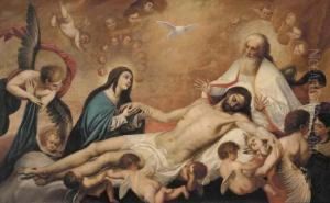 The Holy Trinity With A Female Saint Lamenting The Dead Christ