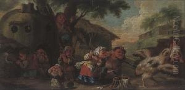 Dwarves Rescuing A Child From A Chicken - view 1