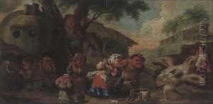 Dwarves Rescuing A Child From A Chicken Dwarves Rescuing A Child From A Chicken