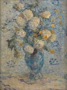 Vase Bleu Fleuri by Anna Boch