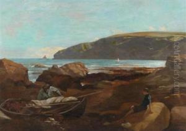 The Shore With Fishermen And A Young Boy On The Beach. - view 1