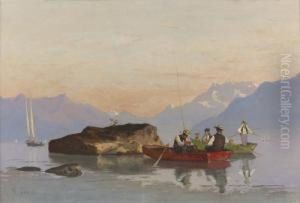 La Partie De Peche A Rivaz. by Francois Bocion