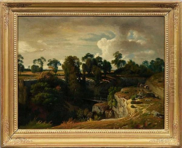 Herbstlandschaft Miteseltreiber Vor Einer Schlucht - view 1