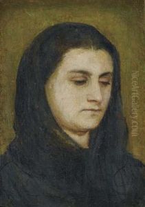 Angela Bocklin With Black Headscarf. by Arnold Bocklin