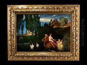 Zentaur Und Nymphe Bei Antikem Opferfest by Arnold Bocklin