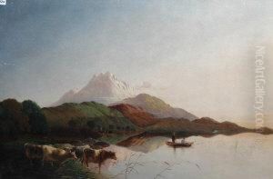Fisherman And Cattle In A Loch