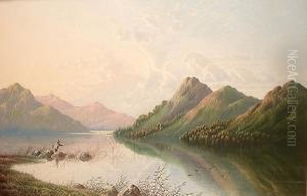 Highland Landscape With Figure Fishing In The Foreground - view 1