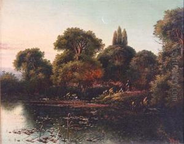Lake Scene With Figure - view 1