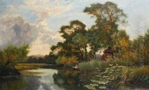 Fishing In A Backwater On The Thames by Edwin H., Boddington Jnr.