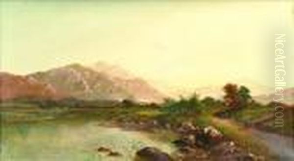Attributed To Edwin Henry
Boddington Travellers On A Path In An Extensive Mountainouslandscape - view 1