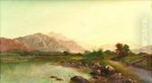 Attributed To Edwin Henry 
Boddington Travellers On A Path In An Extensive Mountainouslandscape