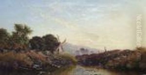An Angler By A Windmill by Edwin H., Boddington Jnr.