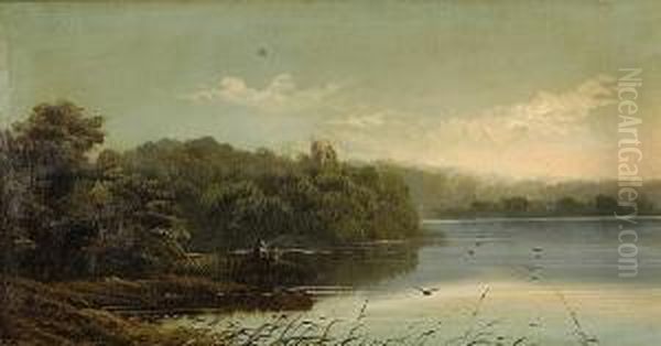 Figure Fishing From A Punt - view 1