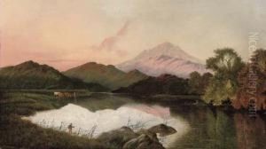 An Angler In A River Landscape by Edwin H., Boddington Jnr.
