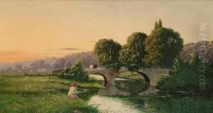 River Landscape With Figure Fishing River Landscape With Figure Fishing