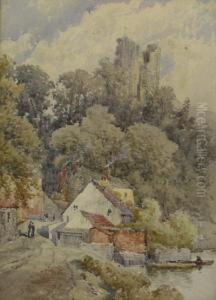 'knaresborough', Watercolour Signed Titled And Dated 1894