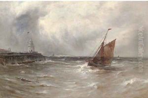 Squally weather, Gorleston Harbour by Gustave de Breanski