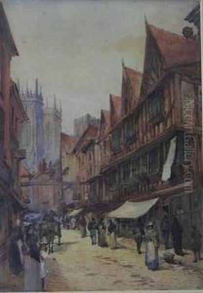 A York Street Scene With The Minster Beyond - view 1