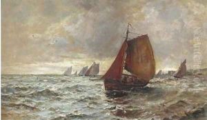The fishing fleet heading out to sea by Gustave de Breanski
