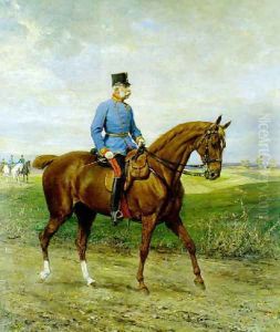 Kaiser Franz Joseph I. von Osterreich in der Campagneuniform eines Feldmarschalls zu Pferde im Manovergelande 1909 by Julius von Blaas