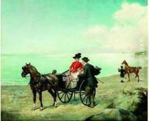 Rendez-vous Sur La Plage by Ernest Alexandre Bodoy
