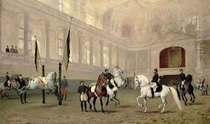 Morning Exercise in the Hofreitschule, Josephsplatz, 1890 by Julius von Blaas