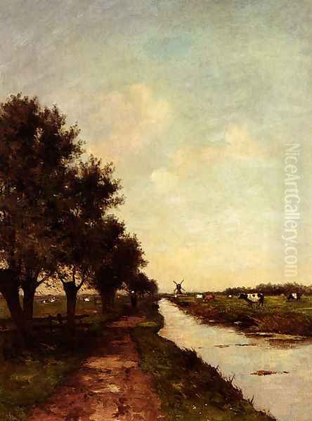 Grazing Cows In A Polder Landscape - view 1