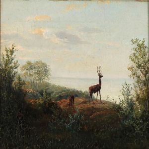 Landscape With Deer by Carl Henrik Bogh