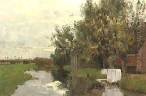 Farmhouse along a quiet stream