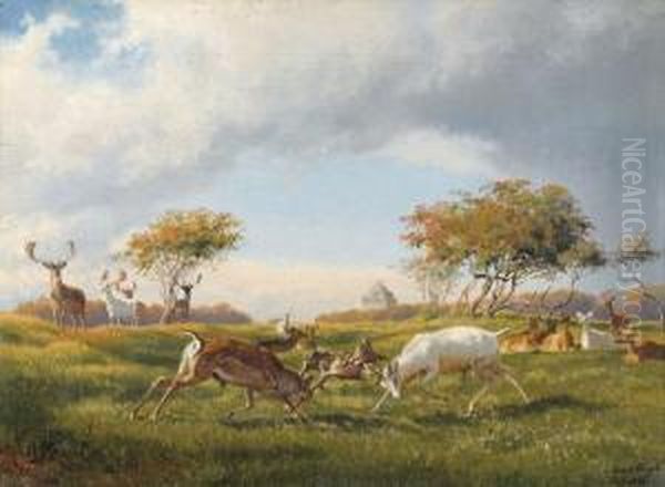 Hirschkampf In Danischer Landschaft. - view 1
