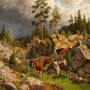 Swedish Landscape With Grazing Cows by Carl Henrik Bogh