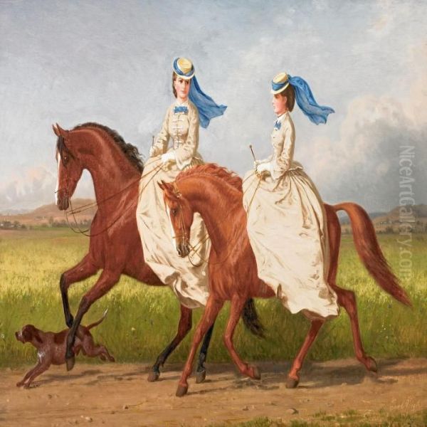 Landscape With Two Women On Horsebacks - view 1