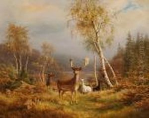 Bogh: Fallow Deer In The Woods
In Autumn. "efteraarsbillede Med Daadyr. Motivet Fra Gribskov" by Carl Henrik Bogh